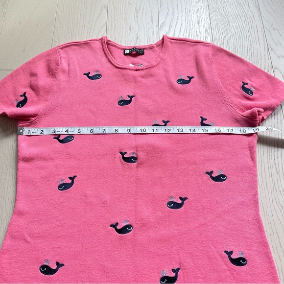 Vintage 90s Carole Little Pink All Embroidered Happy Whales Short Sleeve T-Shirt - Picture 8 of 11